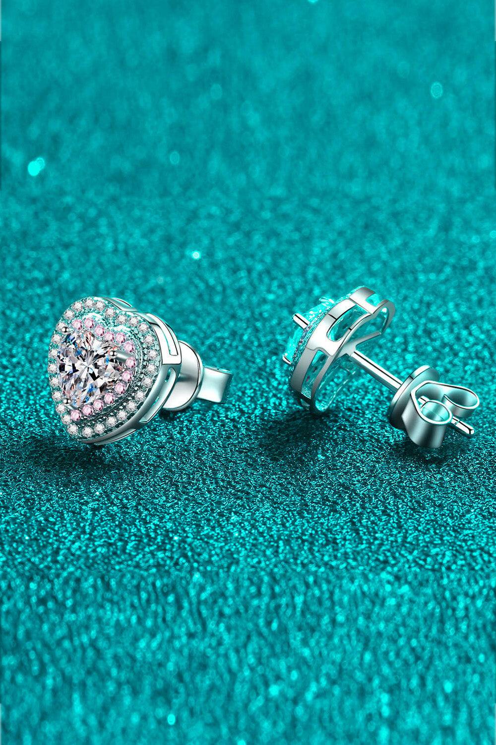 Moissanite Heart-Shaped Stud Earrings.