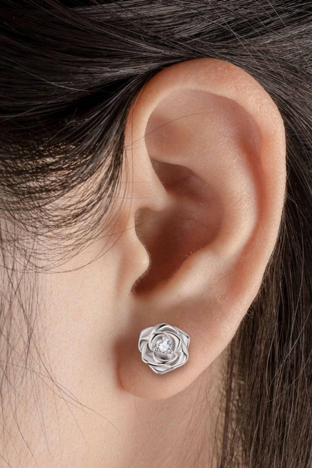 Moissanite Flower 925 Sterling Silver Earrings.