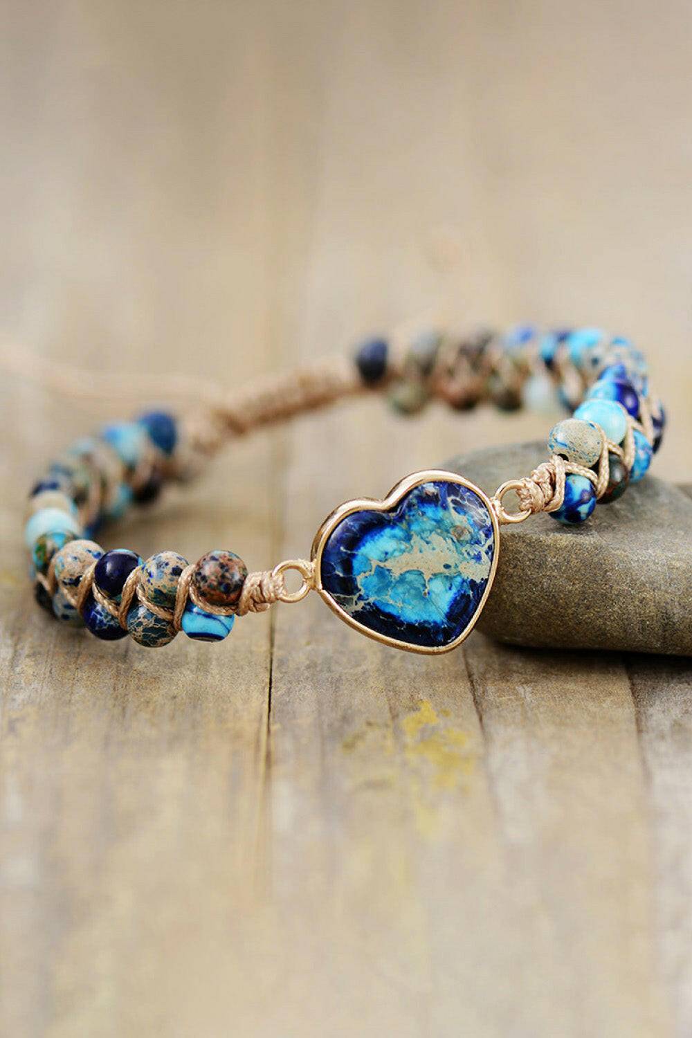 Handmade Heart Shape Natural Stone Bracelet - Carri's Cache