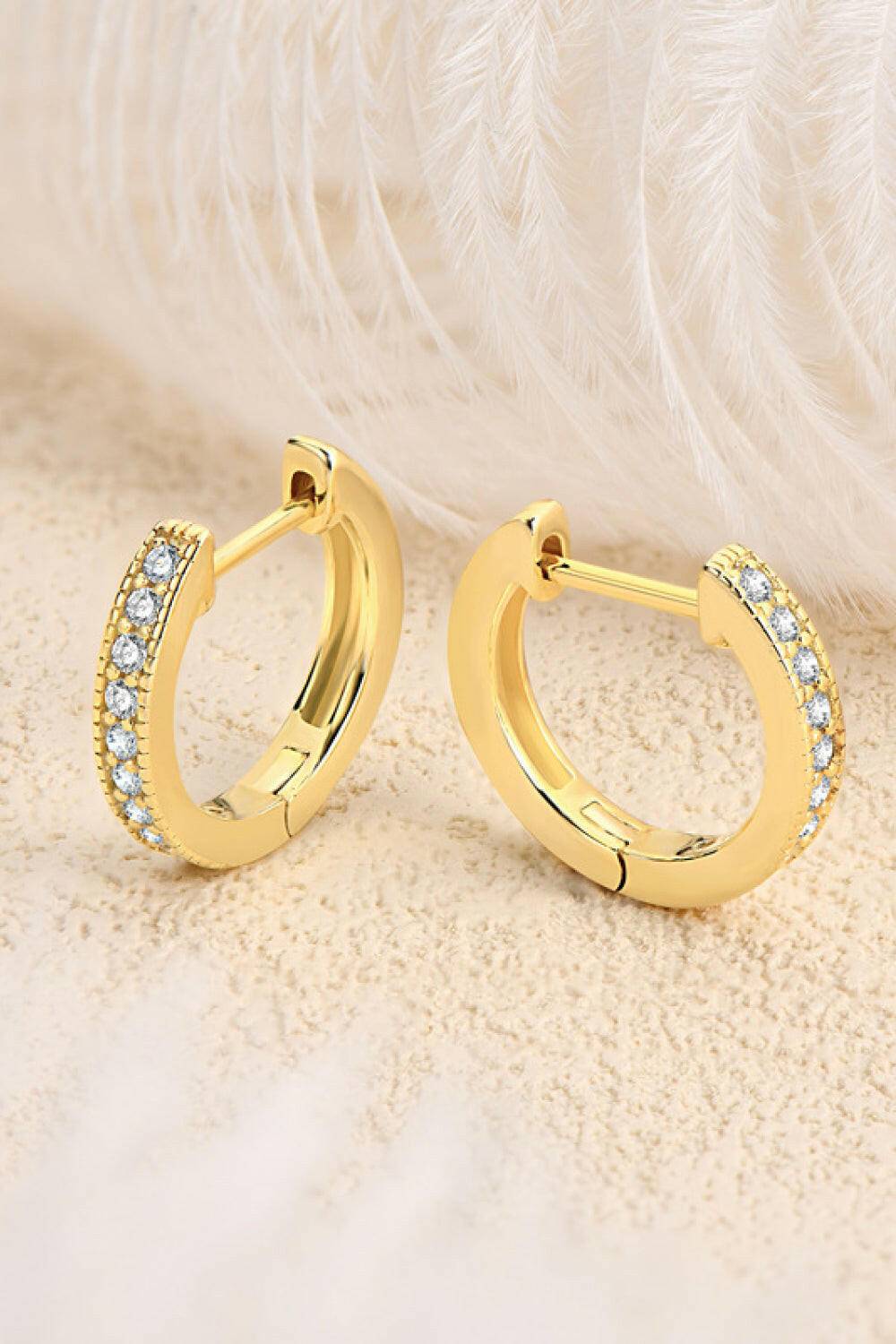 Inlaid Moissanite Hoop Earrings.