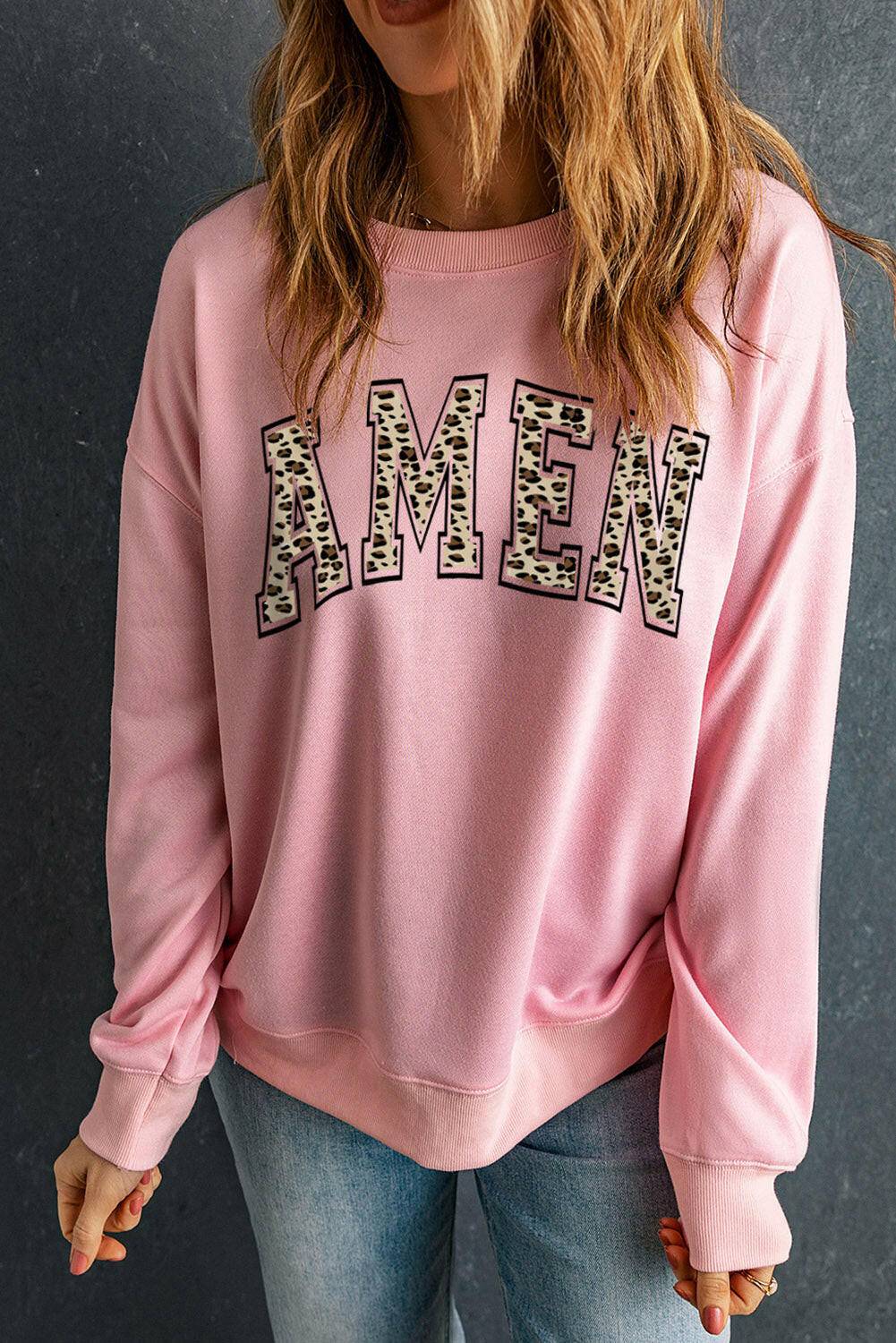 Dropped Shoulder AMEN Graphic Sweatshirt - Carri's Cache