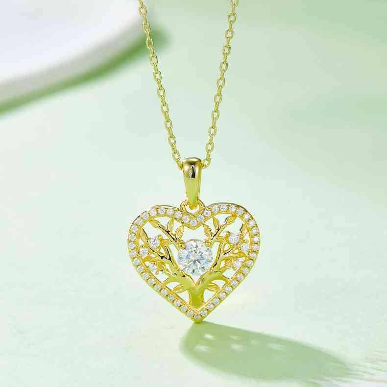 Moissanite 925 Sterling Silver Heart Shape Necklace - Carri's Cache