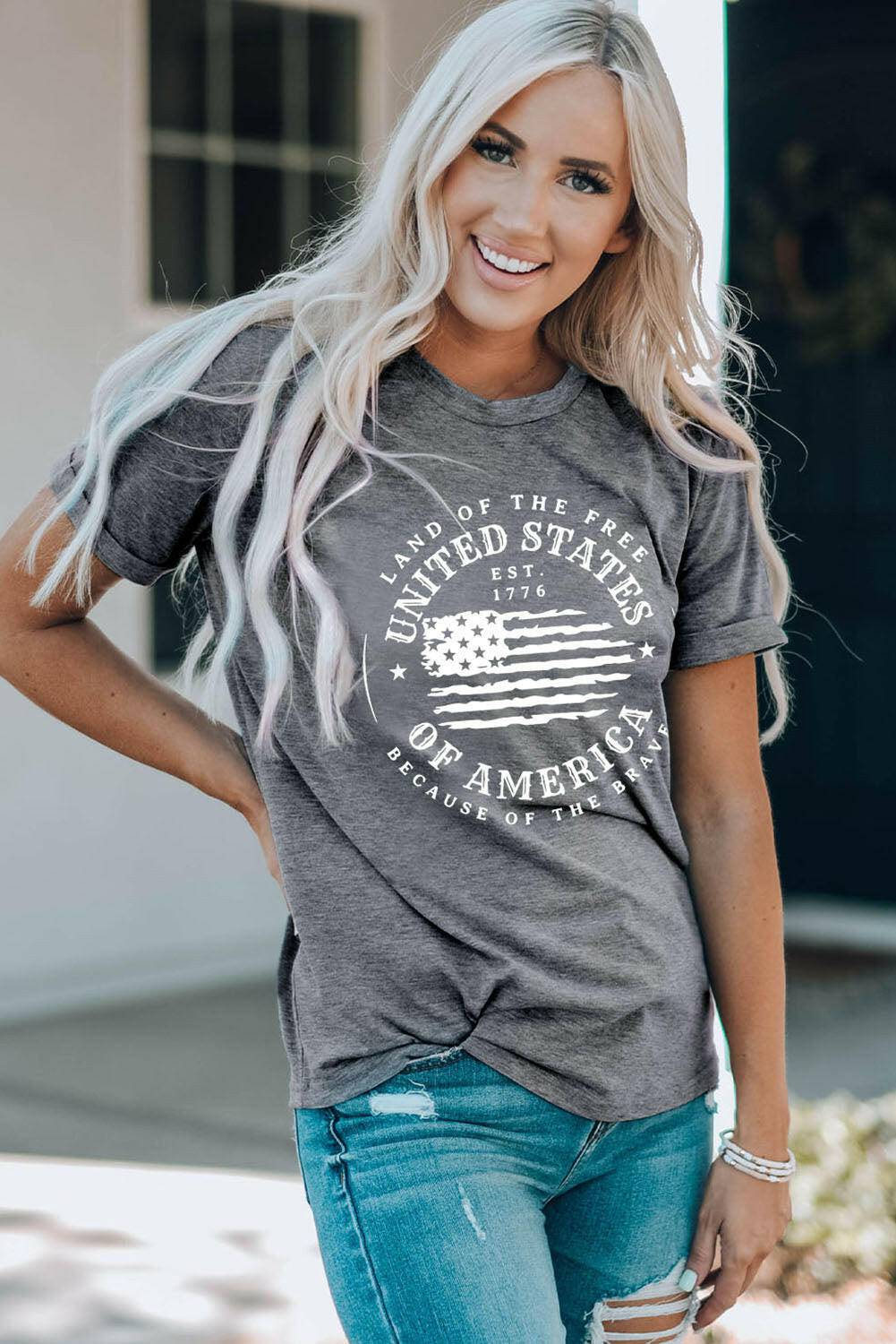 US Flag Graphic Short Sleeve Tee - Carri's Cache