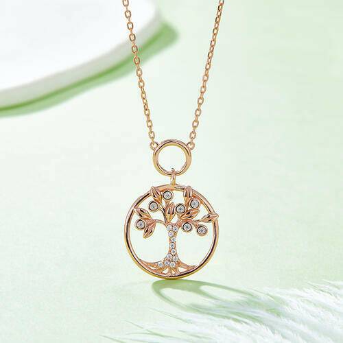 Moissanite 925 Sterling Silver Tree Of Life Pendant Necklace - Carri's Cache