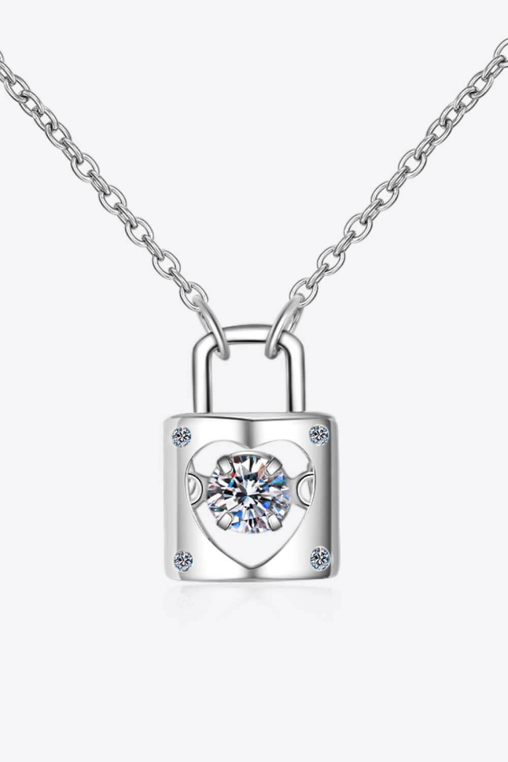 Moissanite Lock Pendant Necklace - Carri's Cache