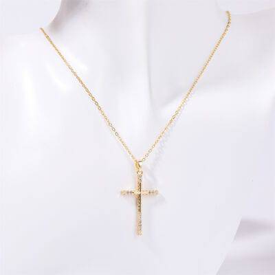 Stainless Steel Inlaid Zircon Cross Necklace - Carri's Cache