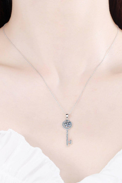 Moissanite Key Pendant Necklace.