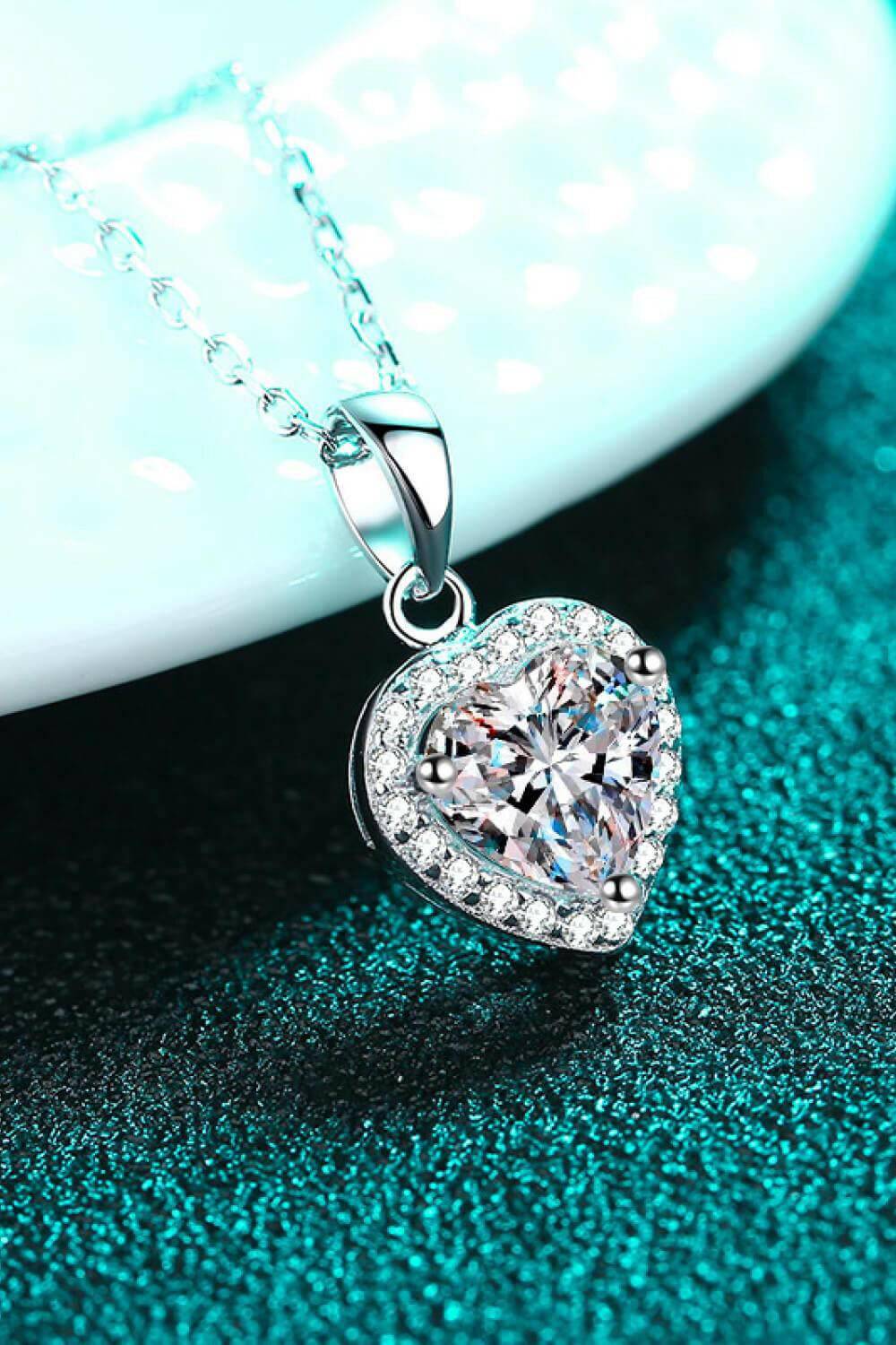 1 Carat Moissanite Heart Pendant Chain Necklace - Carri's Cache