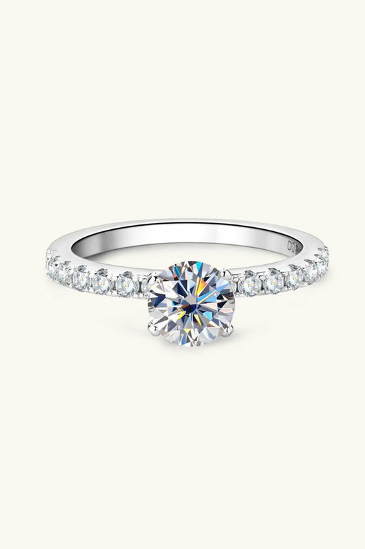 Moissanite Platinum-Plated Side Stone Ring - Carri's Cache