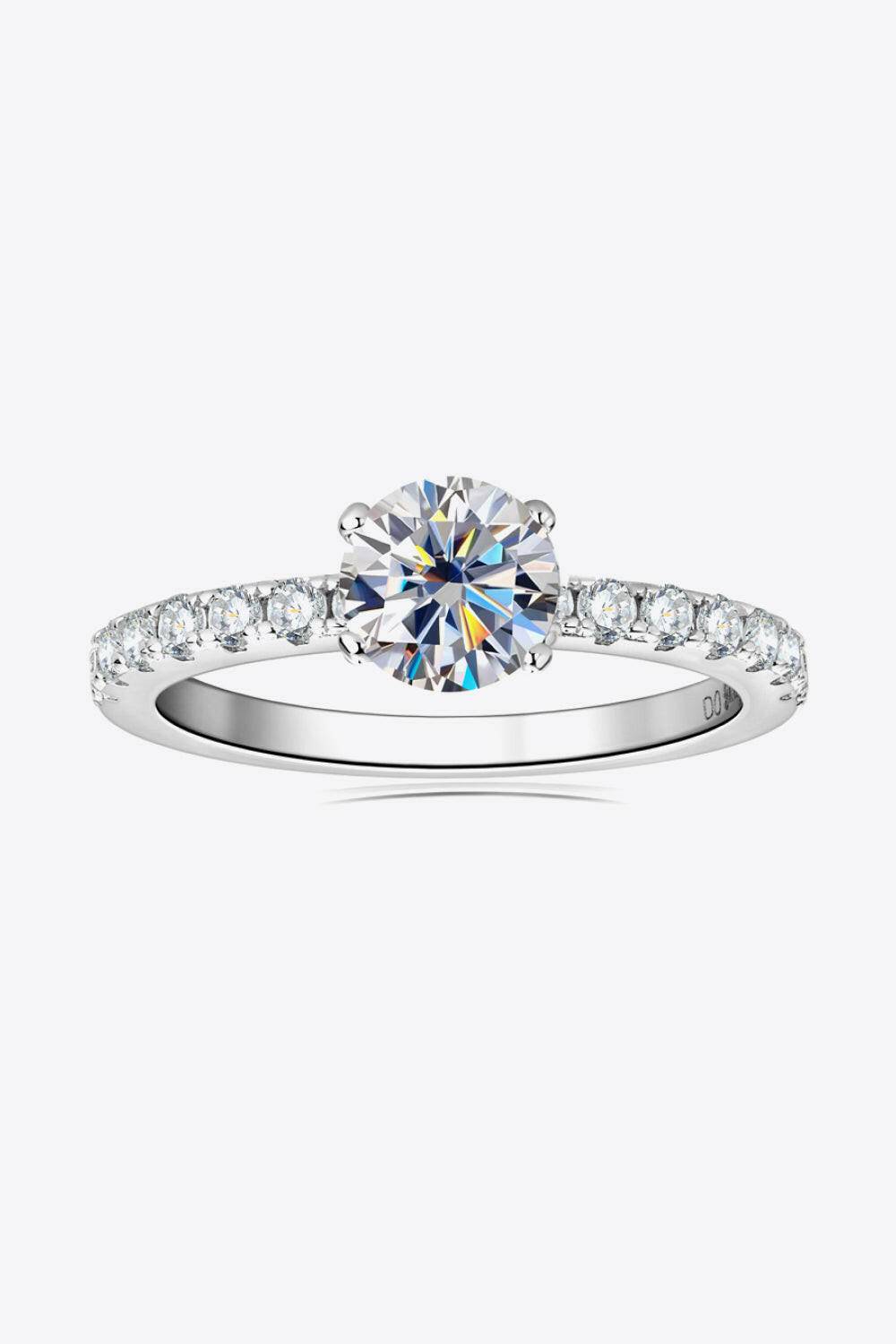 Moissanite Platinum-Plated Side Stone Ring - Carri's Cache