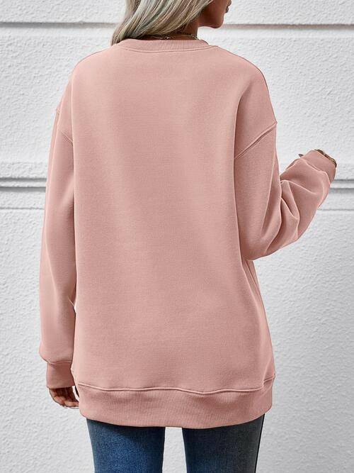 Letter Graphic Dropped Shoulder Sweatshirt - Carri's Cache