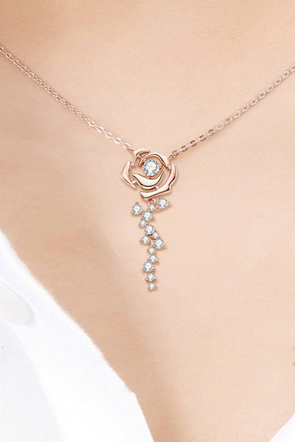 925 Sterling Silver 18K Rose Gold-Plated Pendant Necklace.