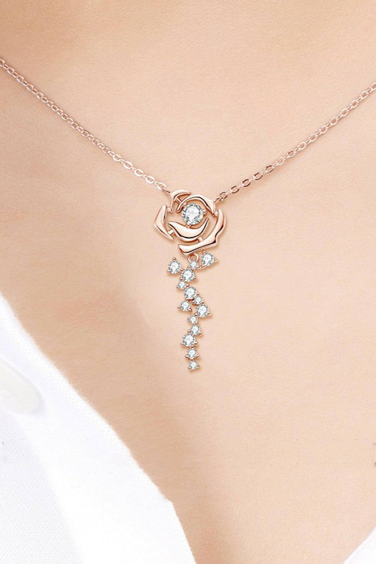 925 Sterling Silver 18K Rose Gold-Plated Pendant Necklace.