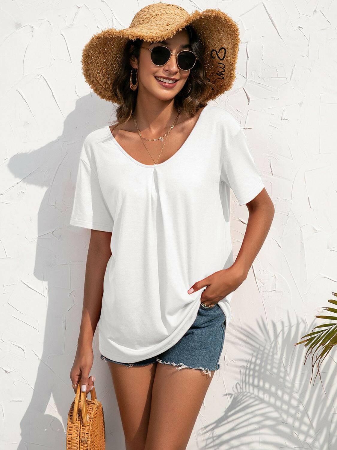 Lace Trim Short Sleeve Top - Carri's Cache