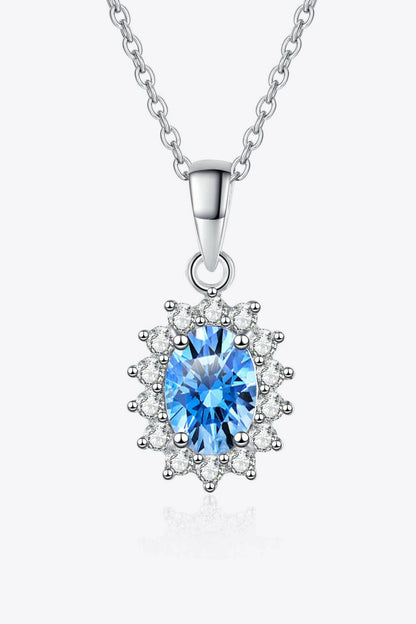 Blue Moissanite 925 Sterling Silver Necklace - Carri's Cache