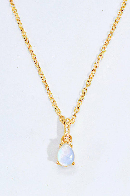 Moonstone Teardrop Pendant Necklace.