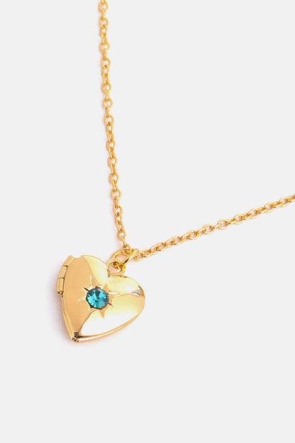 Zircon Heart Shape 14K Gold-Plated Pendant Necklace - Carri's Cache