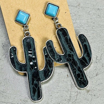 Turquoise Cactus Earrings - Carri's Cache