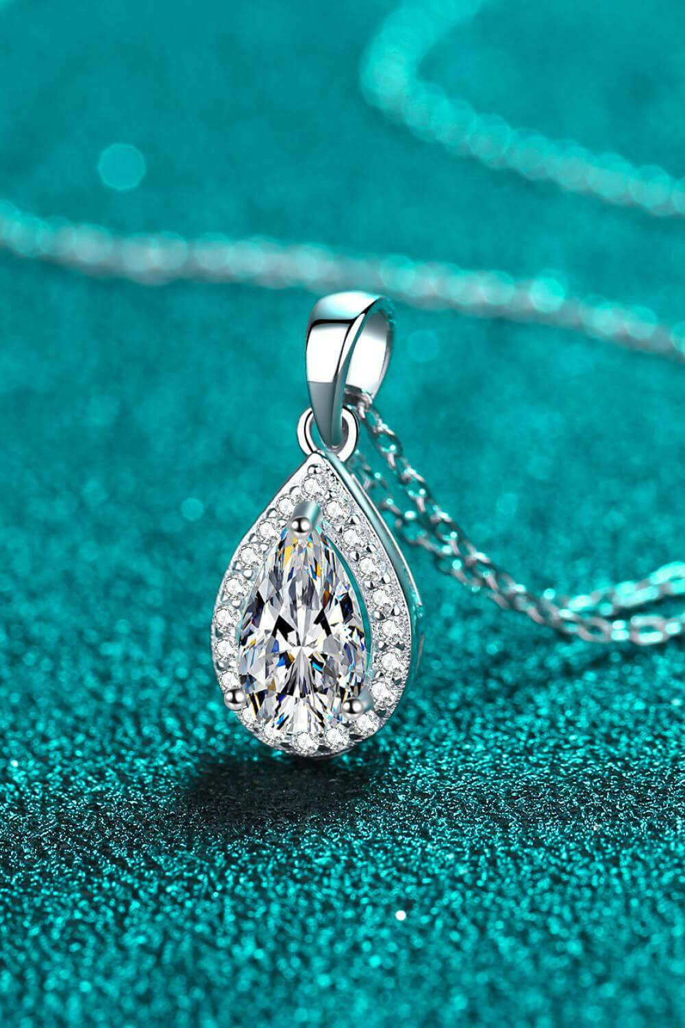 Moissanite Teardrop Pendant Necklace - Carri's Cache