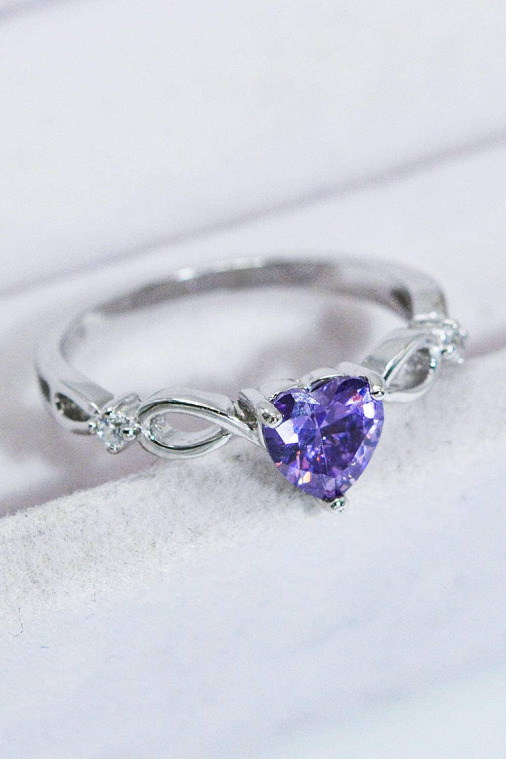 Crystal Heart 925 Sterling Silver Ring.