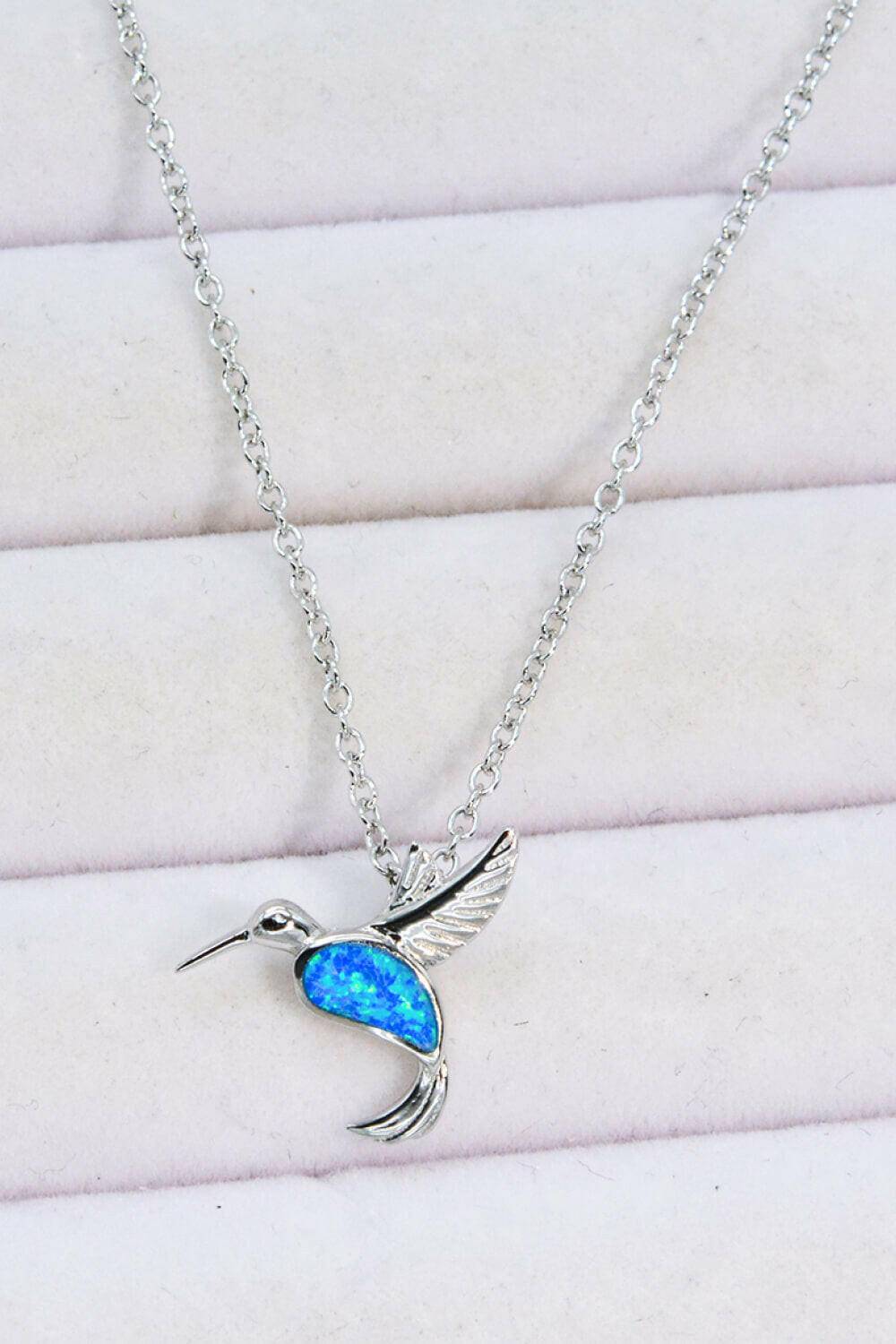 Opal Bird 925 Sterling Silver Necklace.