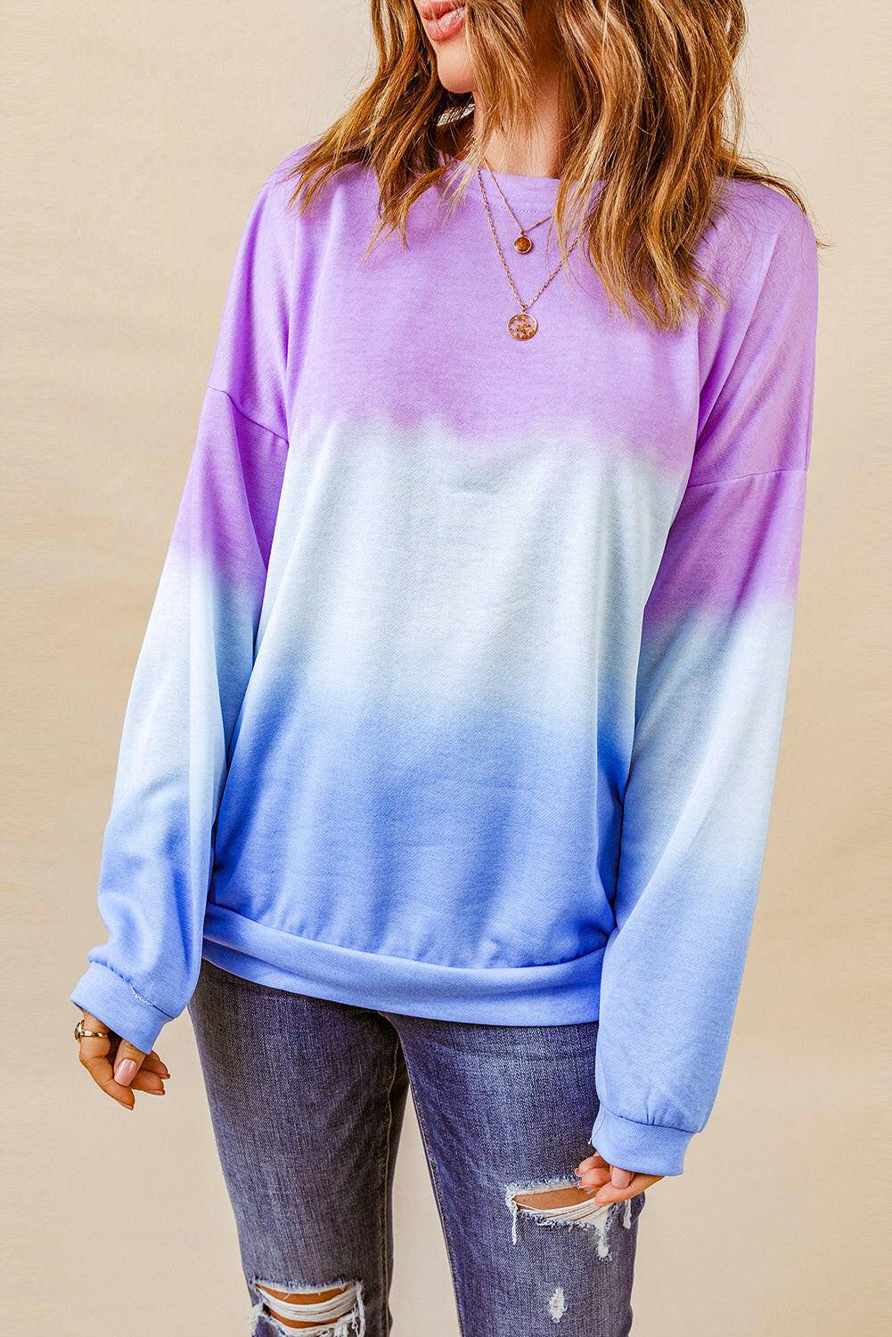 Drop Shoulder Round Neck Sweatshirt.