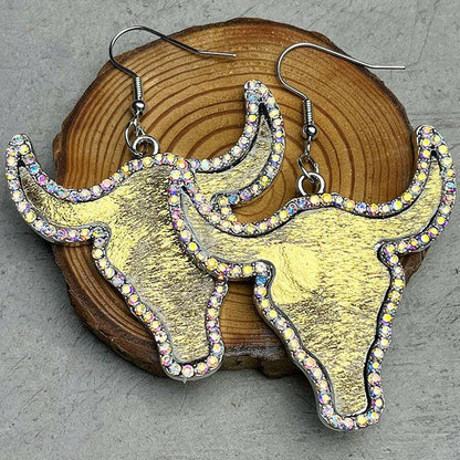 Rhinestone Bull Earrings - Carri's Cache