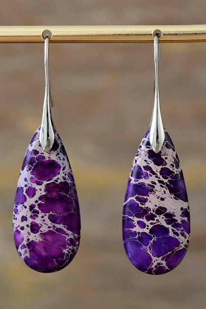 Handmade Teardrop Shape Natural Stone Dangle Earrings - Carri's Cache