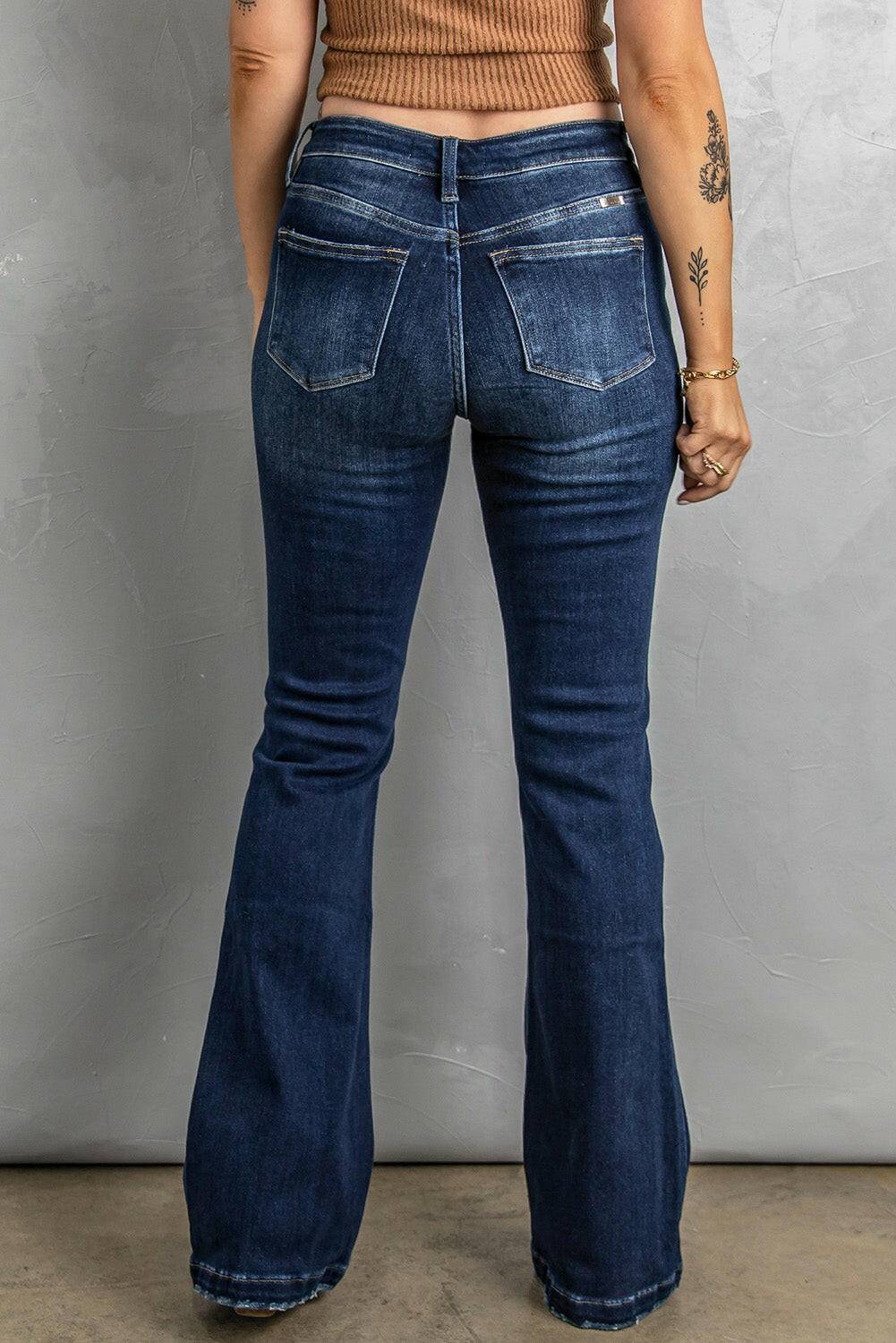 Button Fly Distressed Bootcut Jeans - Carri's Cache