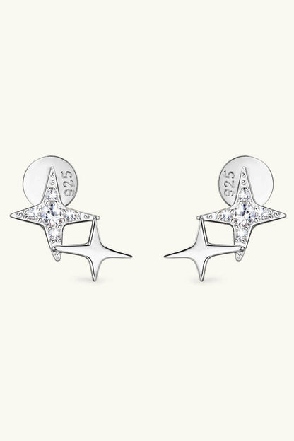 Moissanite 925 Sterling Silver Star Shape Earrings - Carri's Cache