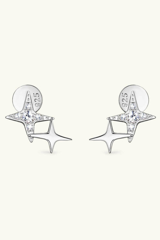 Moissanite 925 Sterling Silver Star Shape Earrings - Carri's Cache