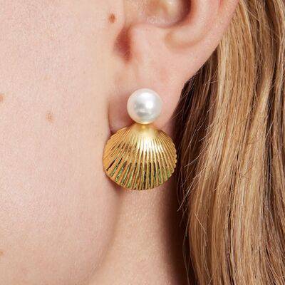 18K Gold-Plated Stainless Steel Shell Shape Earrings - Carri's Cache