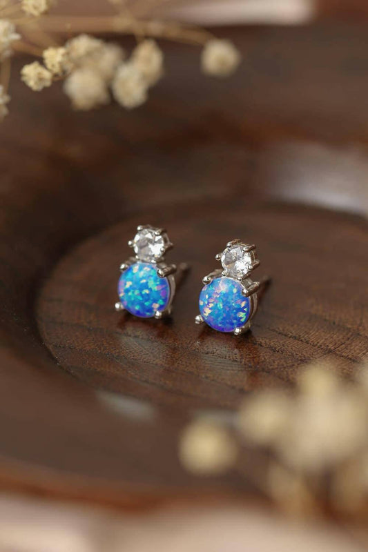 4-Prong Opal Stud Earrings.