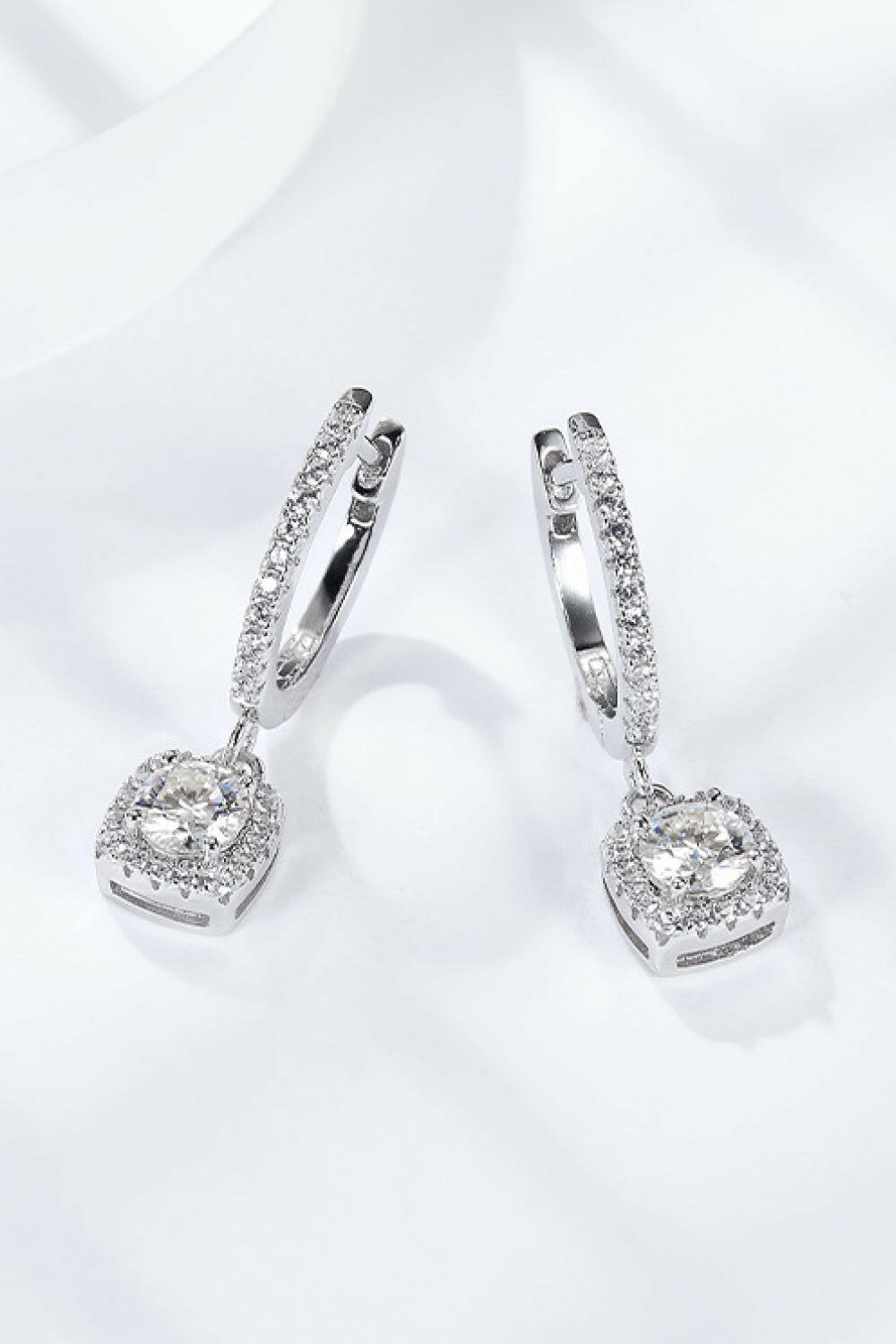 Moissanite Huggie Drop Earrings.