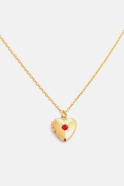 Zircon Heart Shape 14K Gold-Plated Pendant Necklace - Carri's Cache