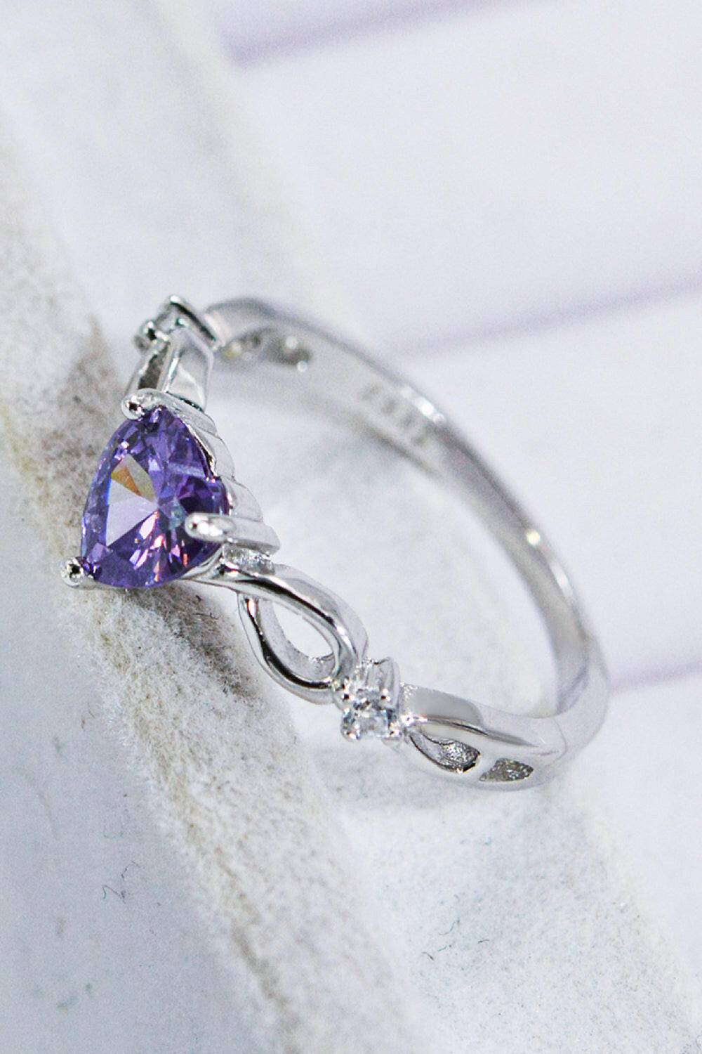 Crystal Heart 925 Sterling Silver Ring.