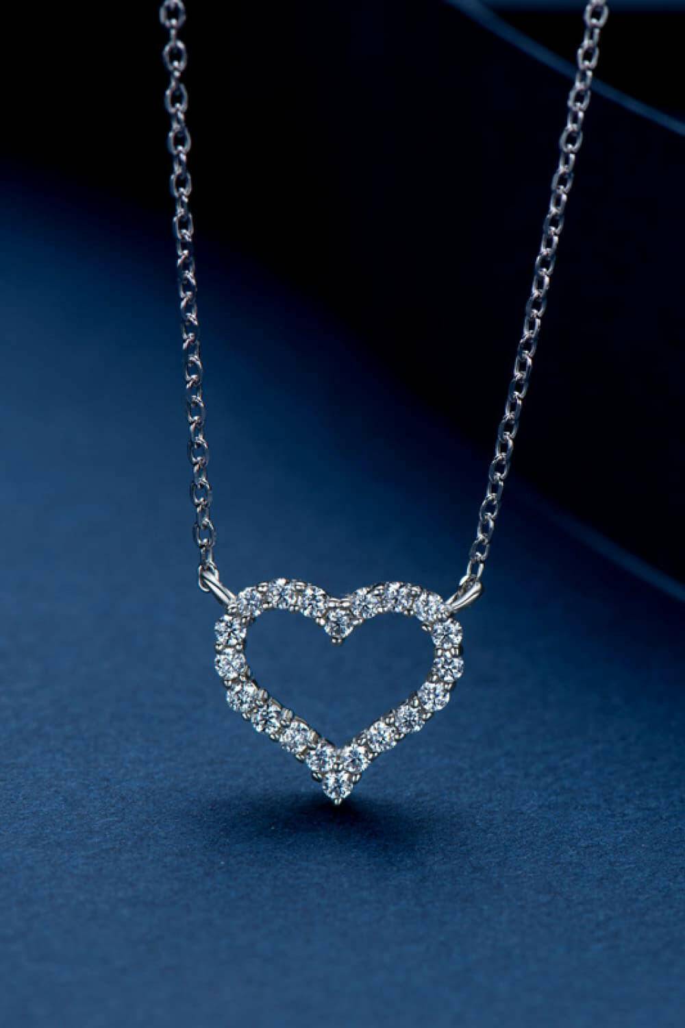 Moissanite Platinum-Plated Heart Necklace.