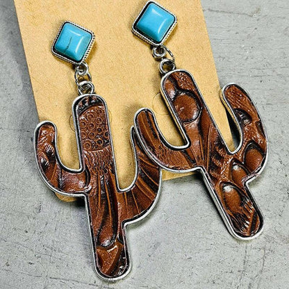 Turquoise Cactus Earrings - Carri's Cache