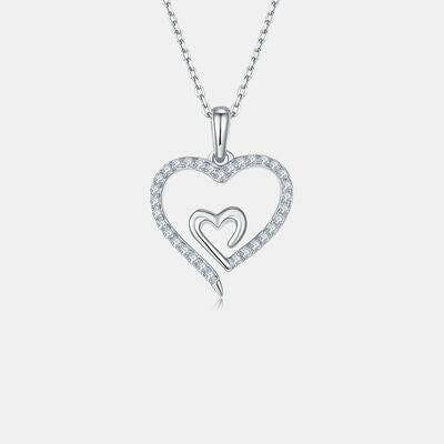 Moissanite 925 Sterling Silver Heart Pendant Necklace - Carri's Cache