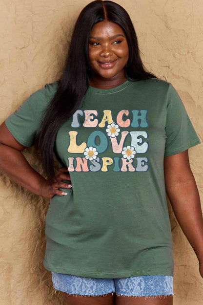 Simply Love Full Size TEACH LOVE INSPIRE Graphic Cotton T-Shirt - Carri's Cache