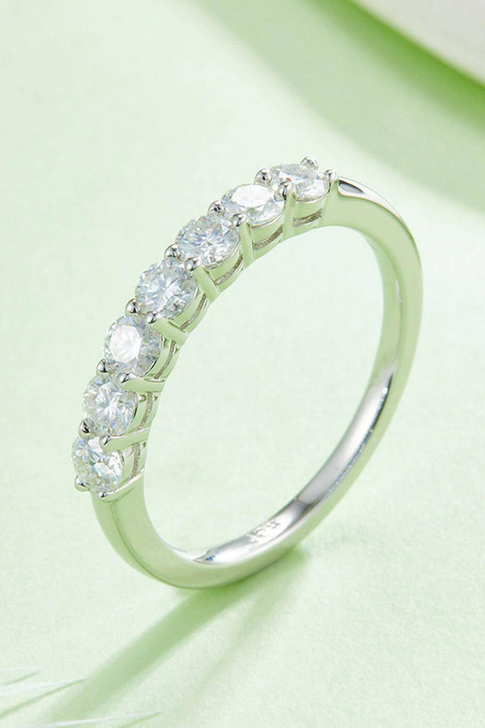 Moissanite Platinum-Plated Half-Eternity Ring - Carri's Cache