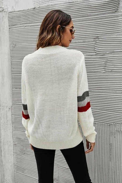 Feeling You Best Striped Cable-Knit Round Neck Sweater - Carri's Cache