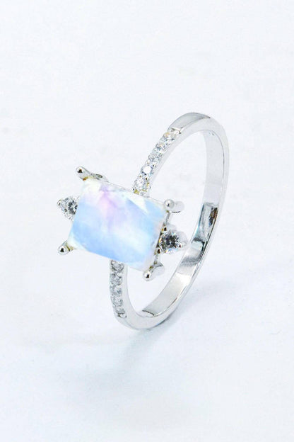 925 Sterling Silver Square Moonstone Ring.