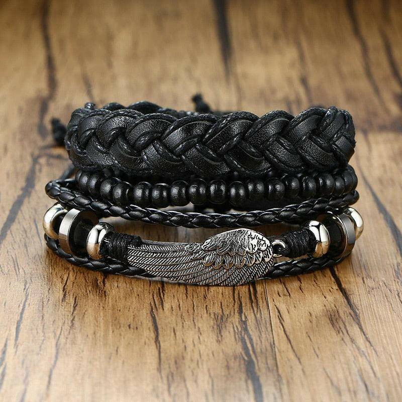 4Pcs/ Set Braided Wrap Leather Bracelets - Carri's Cache