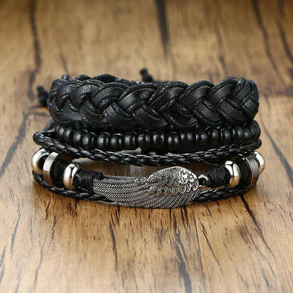 4Pcs/ Set Braided Wrap Leather Bracelets - Carri's Cache