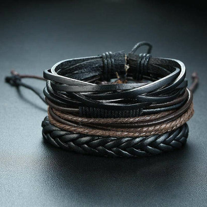 4Pcs/ Set Braided Wrap Leather Bracelets - Carri's Cache