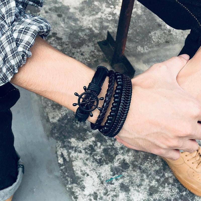 4Pcs/ Set Braided Wrap Leather Bracelets - Carri's Cache