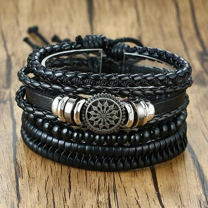 4Pcs/ Set Braided Wrap Leather Bracelets - Carri's Cache