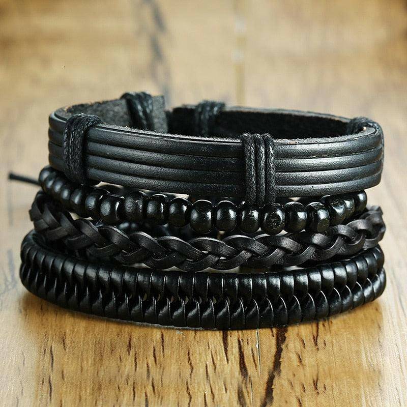 4Pcs/ Set Braided Wrap Leather Bracelets - Carri's Cache