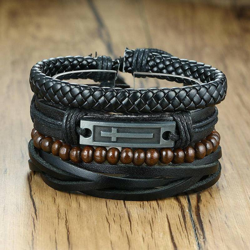 4Pcs/ Set Braided Wrap Leather Bracelets - Carri's Cache